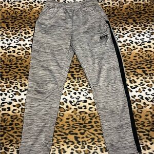 Nike Kids Heather Gray Joggers with Black Stripe